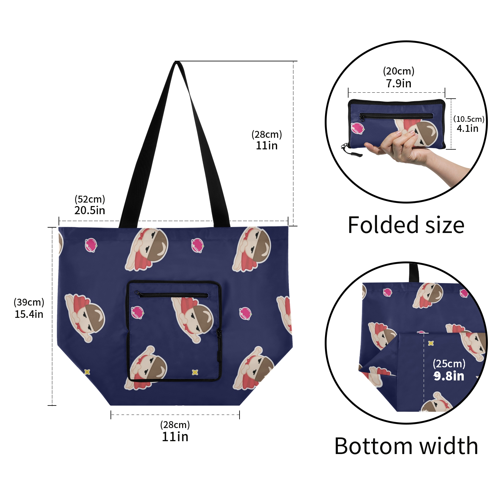 Foldable tote bag for shopping